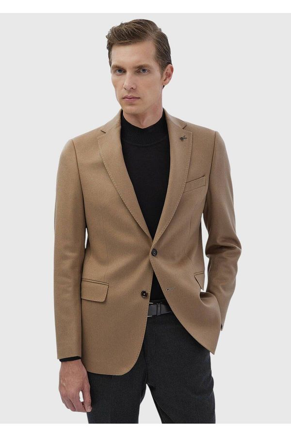 Ramsey-Camel Hair Plain Regular Fit 100% Cashmere Jacket 1