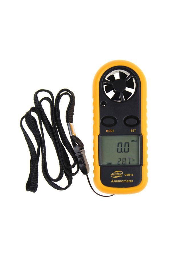 JUANJUAN-Yellow Gm816 Portable Anemometer Thermometer Wind Speed Gauge Meter Anemometro Windmeter 30m/s Lcd D 1