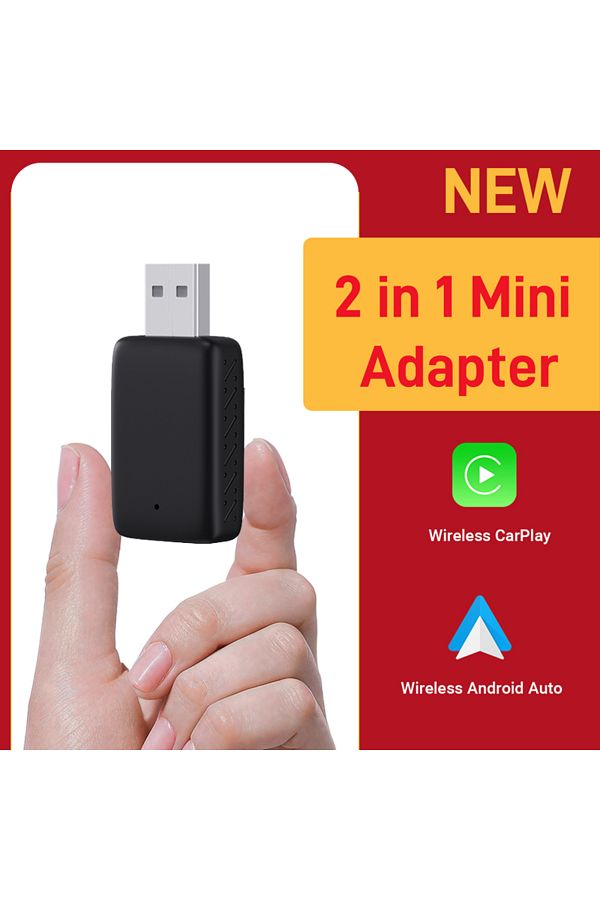 Choice-black New Wired to Wireless CarPlay and Android Auto 2in1 Mini Adapter 5GHz WiFi5 Suitable for 99% o 1