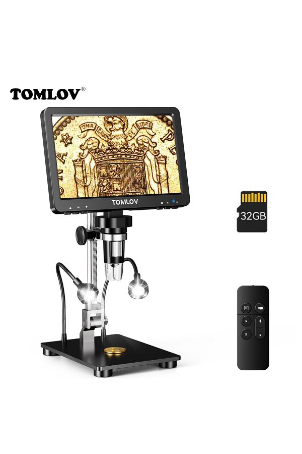Choice-1200X TOMLOV DM9 Pro HDMI Digital Microscope 7'' IPS Screen Microscopes 1200X Entire Coin View 16MP 1