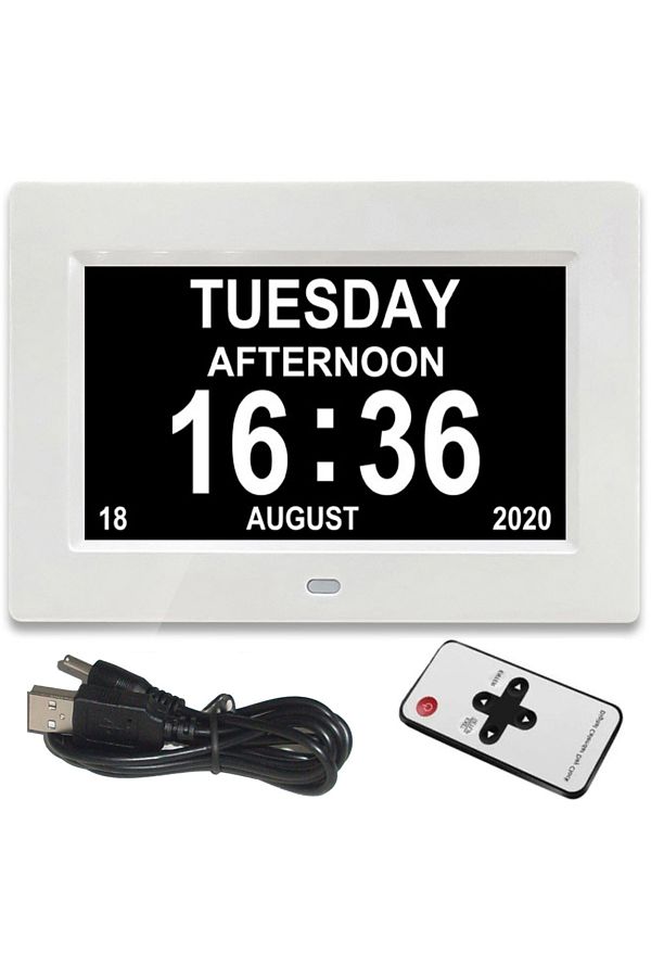 Choice-White 12 Alarms Digital LED Calendar Clock with Multi-Languages to display. Medicine Time Reminder f 1