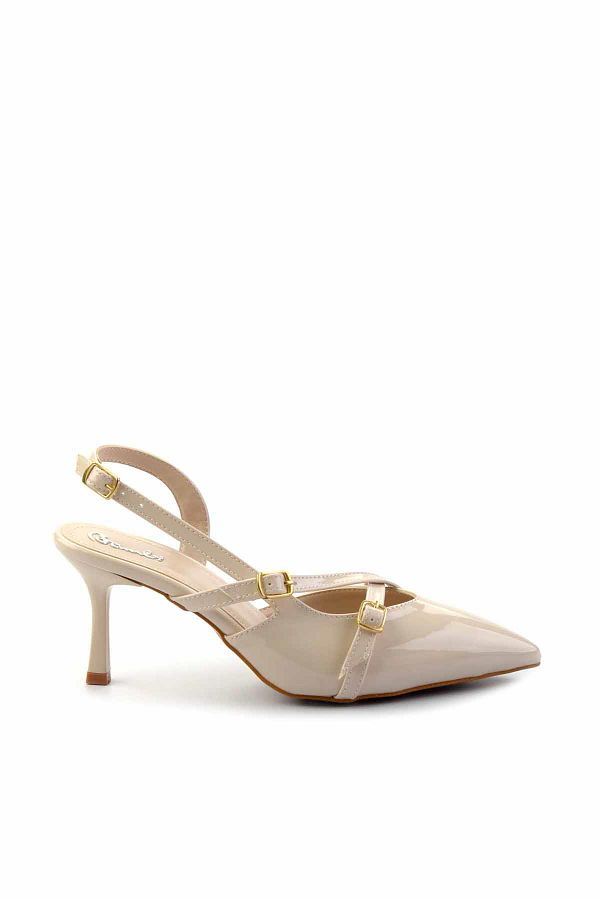 Bambi-Beige Lackleder Damen Klassische Schuhe mit Absatz K 01397441308 1