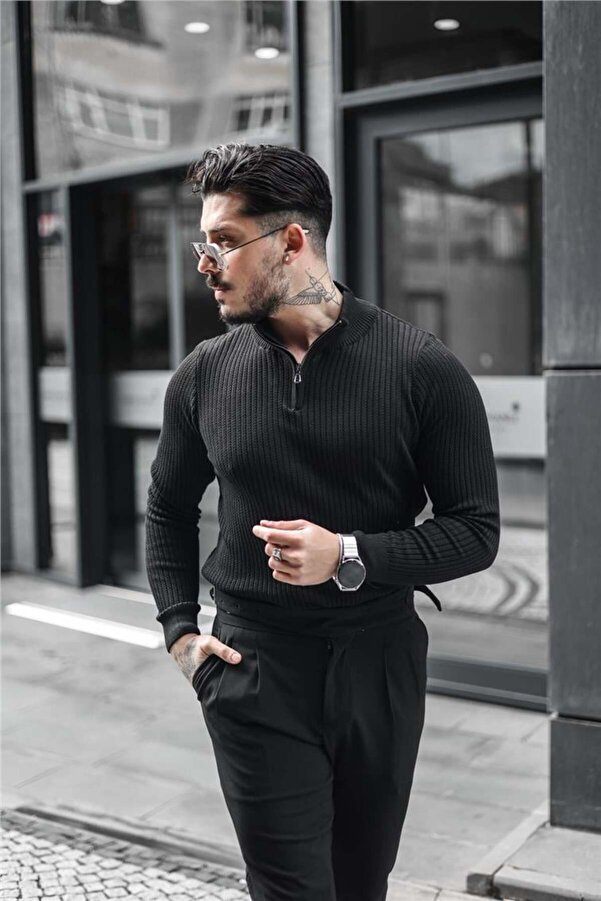 Formal Black Sweater Outfit Mens Black Sweater Gray Pants Black