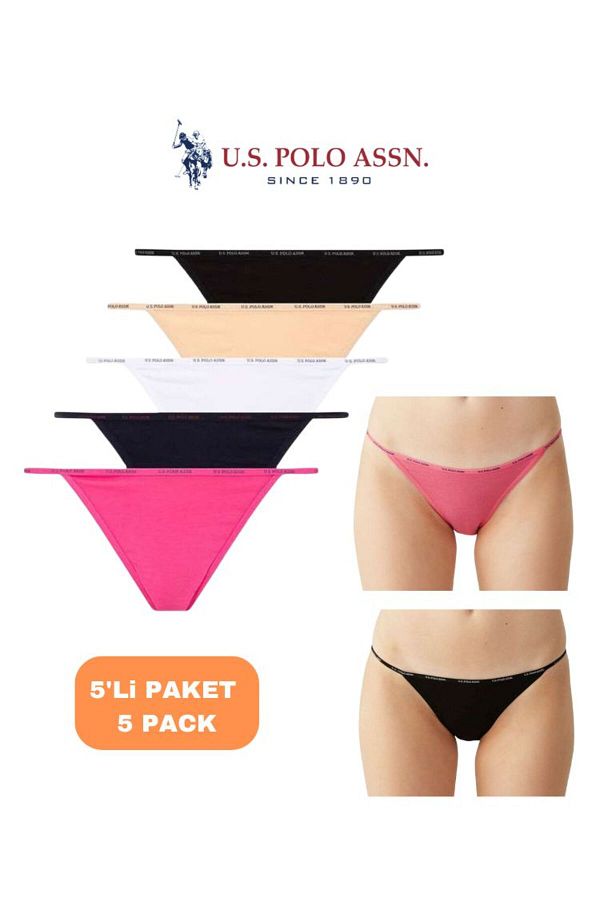 U.S. Polo Assn.-Γυναικείο, Αδειοδοτημένο, USPA, Χρώμα, 47% Modal, 47% Βαμβάκι, Κανονική μέση, Πλαϊνό σλιπ 5 συσκευασιών 1