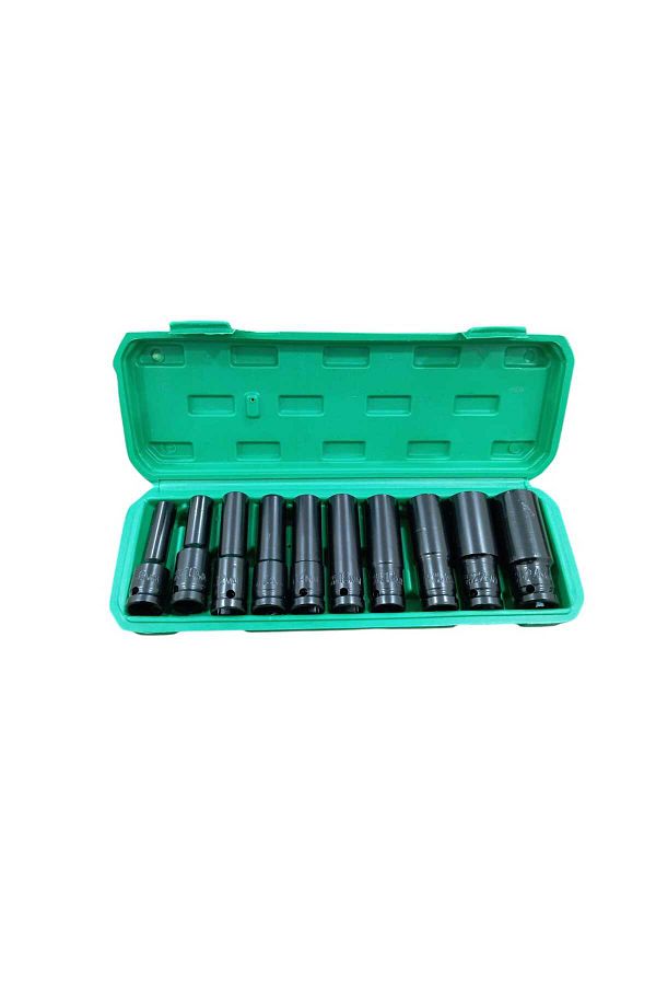 dongte-10 Piece Socket Set 1/2 Long Socket Set Heat Treated Steel Sockets 1