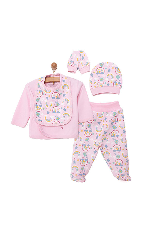 ebebek Hello Baby HelloBaby Kız Bebek Yenidoğan 5'li Hastane Çıkışı %100 Pamuk ÇıtçıtlıZarf Yaka Uzun Kol