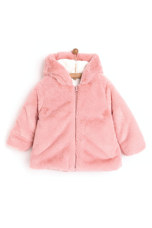 Midimod Basic Kapüşonlu Peluş Mont Kız Bebek