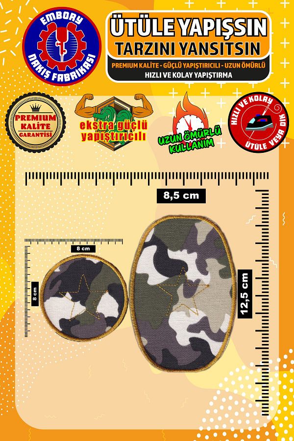 Embory-Patch de armă și camuflaj adeziv (2 bucăți) Patch de țesut cu fier de călcat 1