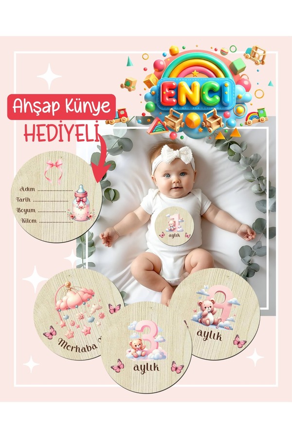 ENCİVA Bebek Anı Plakları Fotoğraf Çekimi Oda Dekoru Bebek Hediyelik YENİDOĞAN anne bebek dekorasyon ahşap