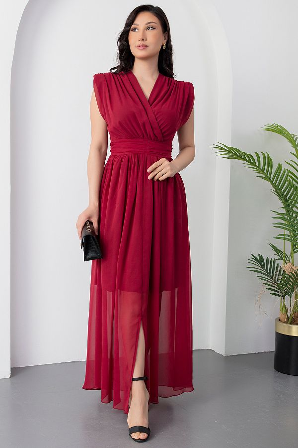 PULLIMM-Rochie din șifon cu decolteu dublu DKS1255 1