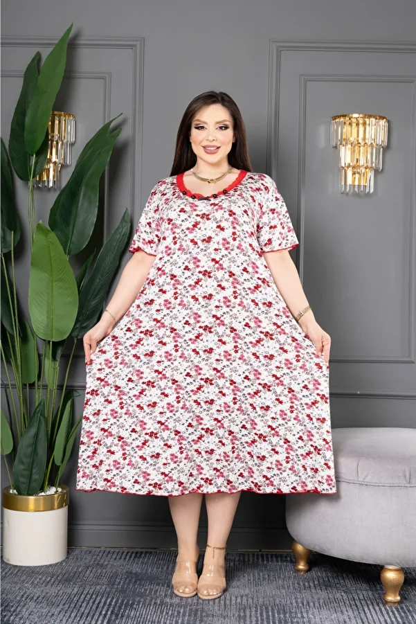 şuranur-Bamboo Flared - Elbi̇Se, Lace Detailed Size U Neck Suffle Overlock 1