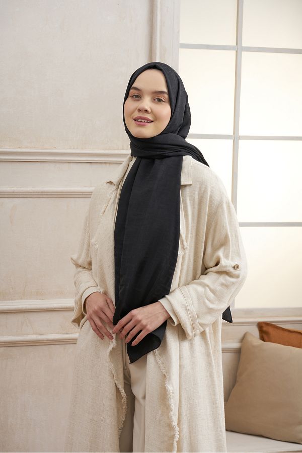 ARMANDA-Alize Series Square Pattern Shawl - Black 1