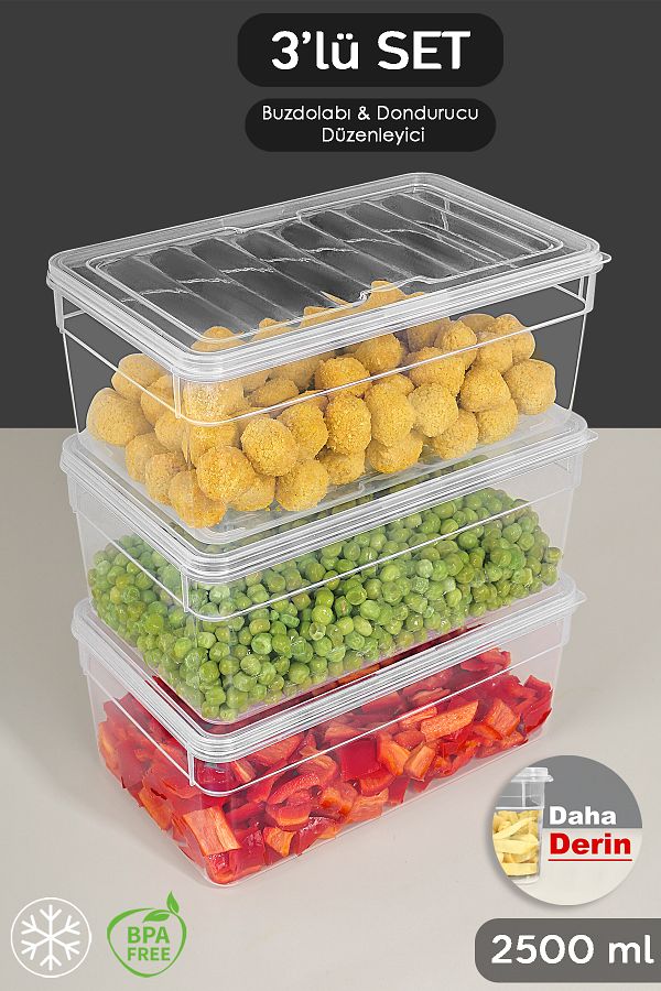Meleni Home-Deep Microwave Compatible 2500ml Food Storage Container Set - Transparent Lid Organizer 1