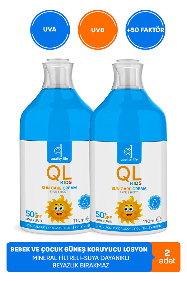Quality Life Bebek Leke Karşıtı Güneş Koruyucu Krem- Mineral Filtreli Çocuklar İçin Vücut ve Yüz Güneş Kremi