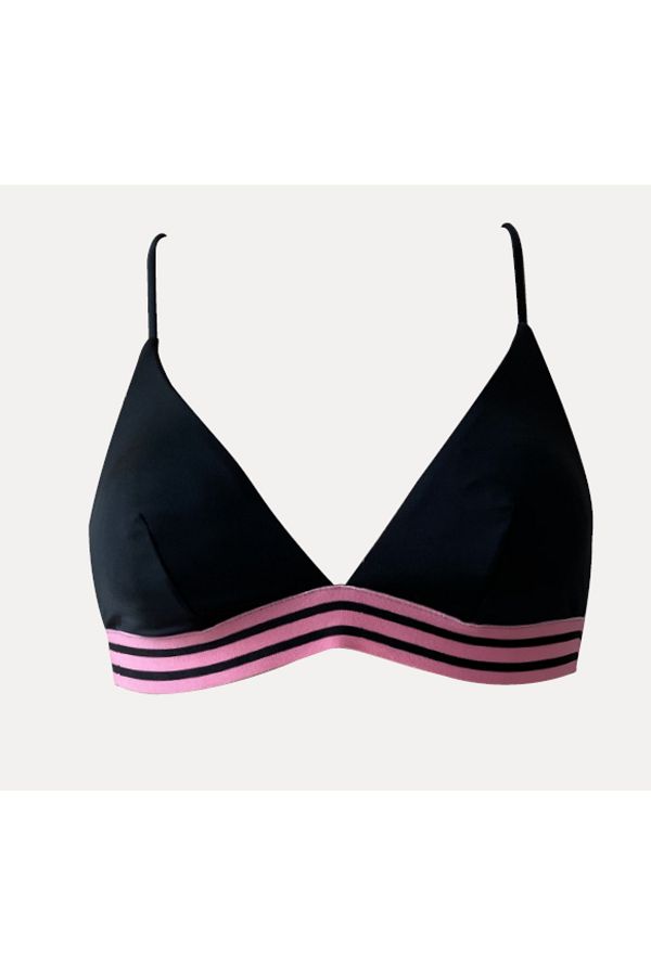 DEEP BEACH-Db20088bu Black Pink Elastic Covered Triangle Chunk Top 1