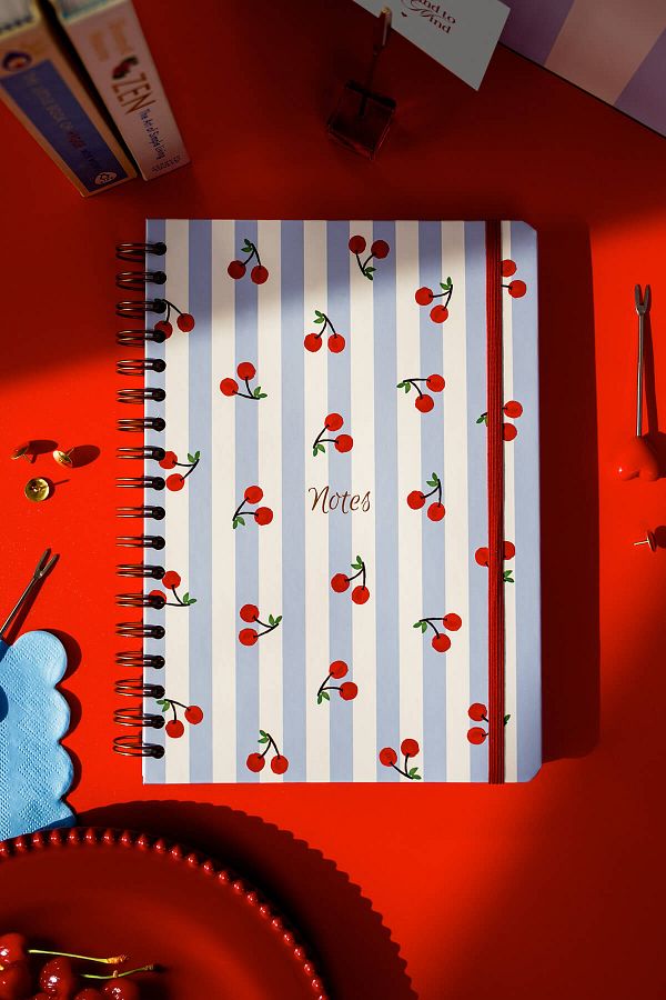 Matt Notebook-B5 17X24 cm Spiral Elastic Striped Undated Notepad Cherry 1
