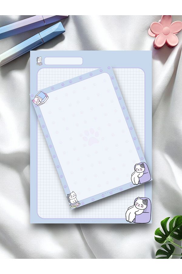 Mirya Notes-A4-a5 Cat Patterned 2-piece Notepad Set - Checkered Notepad 1