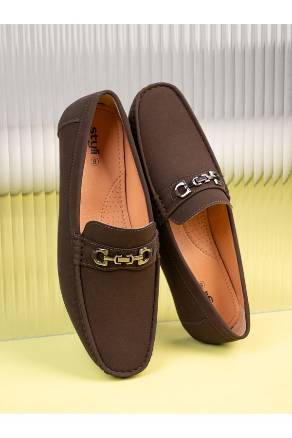 Styli-Faux Suede Slip On Loafers 1