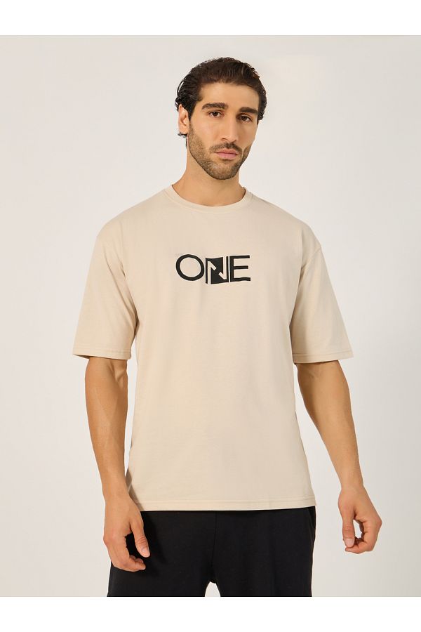 Styli-Minimal Print Oversized Cotton Rich T-Shirt 1