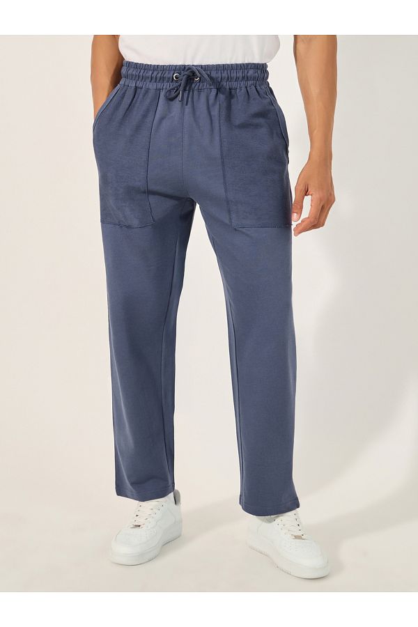 Styli-Relaxed Fit Reverse Pocket Open Hem Terry Joggers 1