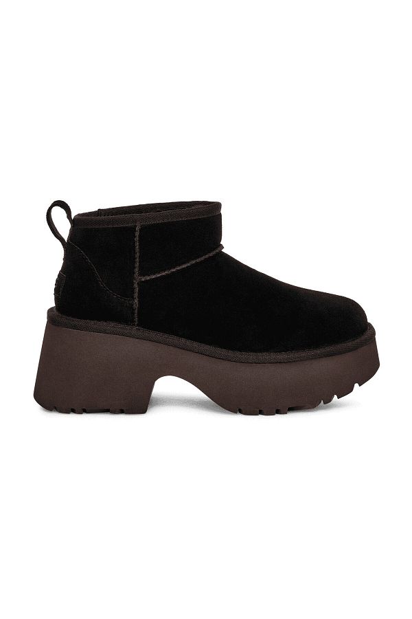 UGG-Fekete bőr logós, lapos talpú női csizma - 1158311 1