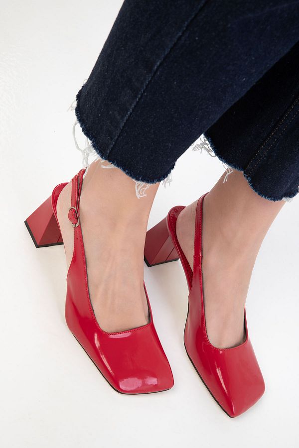 SOHO-Klassische Damenschuhe mit Absatz aus rotem Lackleder 20426 1