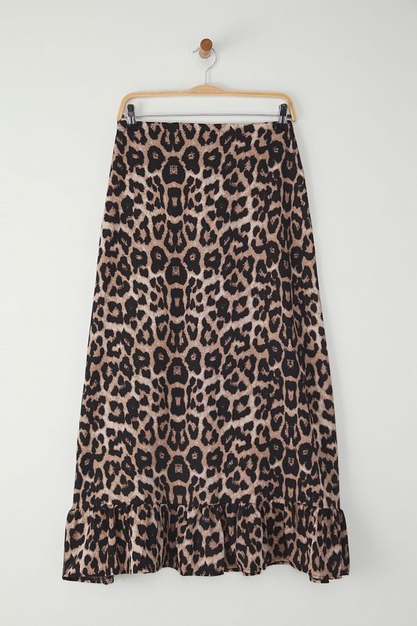 Edit by Trendyol-Vícebarevná midi tkaná sukně s leopardím potiskem TEDSS25ET00006 1