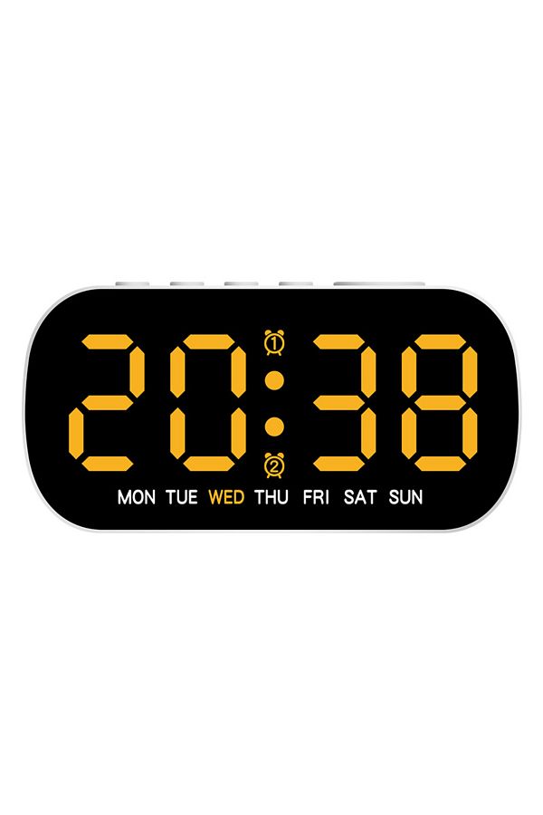 Choice-Yellow Digital Alarm Clock USB Powered Temperature Date Week Dual Alarm Night Mode Snooze Clock 5 Le 1