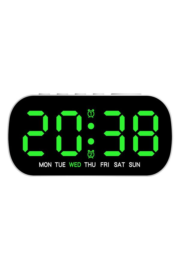 Choice-Green Digital Alarm Clock USB Powered Temperature Date Week Dual Alarm Night Mode Snooze Clock 5 Lev 1