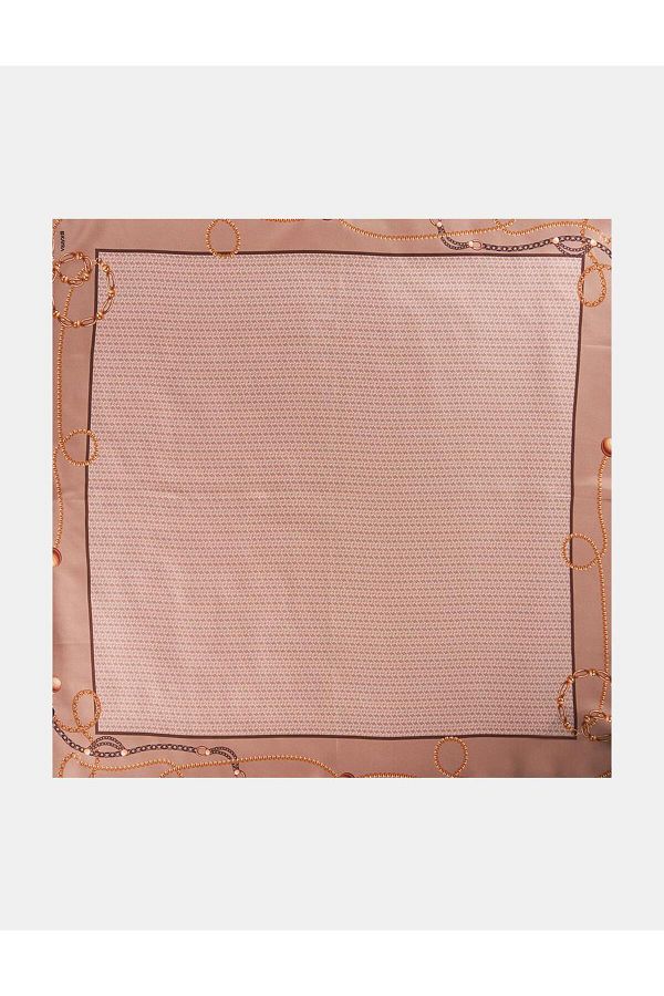 Kayra-Chain Pattern Silk Scarf, Chain Pattern Pattern with Mink 1