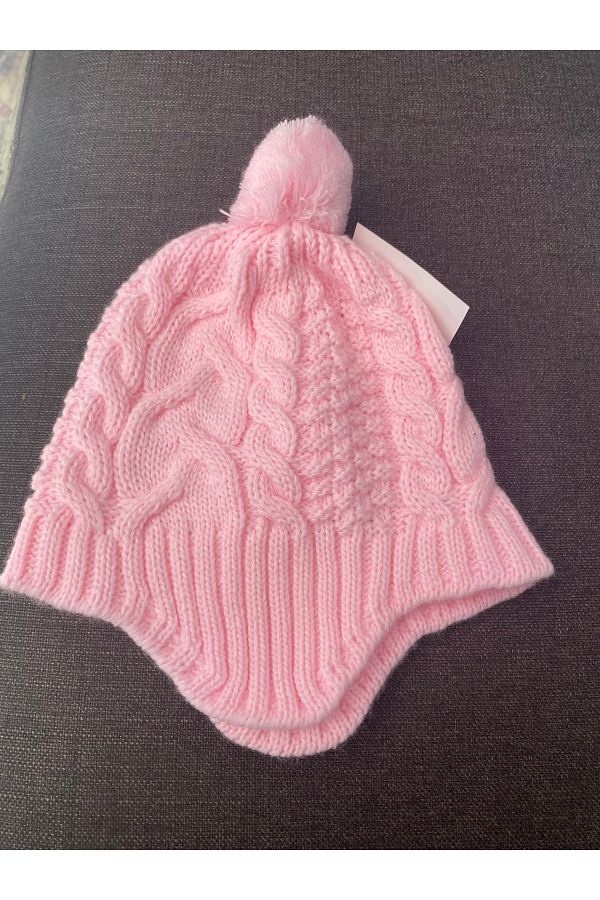 Tuğçe Denktaş-Headset Single Pompom Wide Hair Braided Child Beanie 1