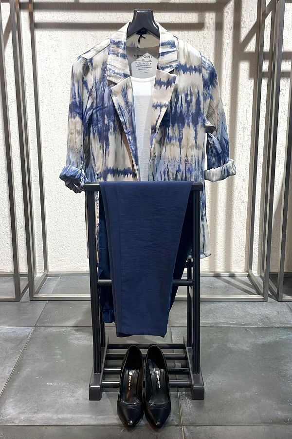 Metpoint-Jachetă Trend42plus, cu model Tie-Dye, cu guler dublu, albastru bleumarin 1