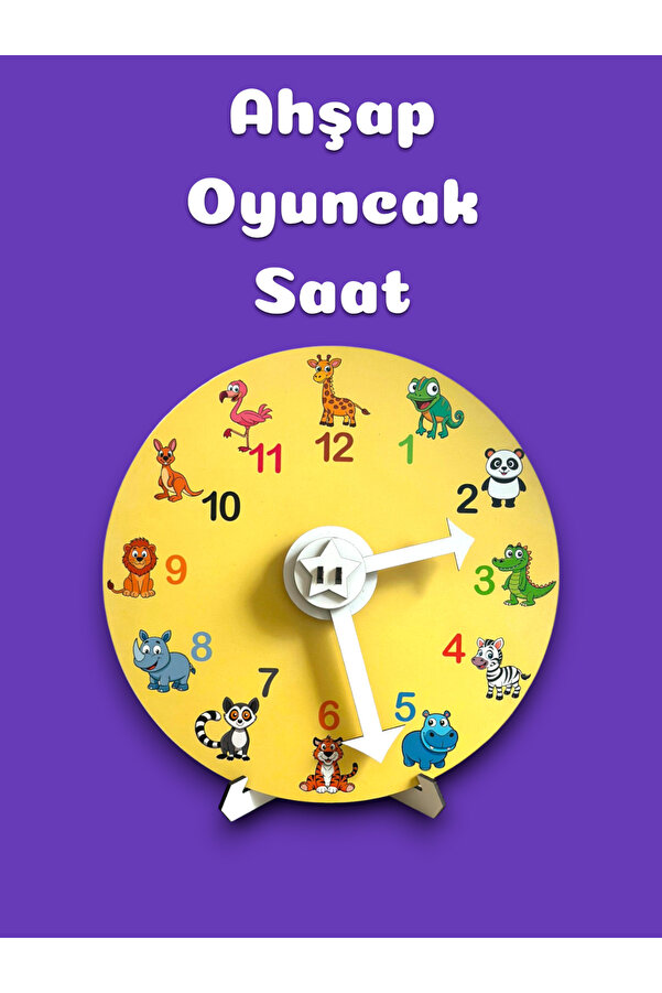 Karter İnovasyon Ahşap Saat,Montessori Saat,Saati Öğreniyorum,Eğitici Oyuncak,Ahşap Oyuncak