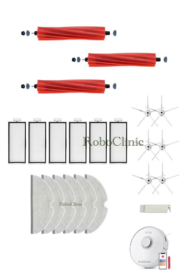 Roboclinic-مكنسة كهربائية روبوتية بيضاء متوافقة مع Roborock Q7 Max، Q7 Max Plus مجموعة من الاستبدالات والمرشحات - 22 قطعة 1