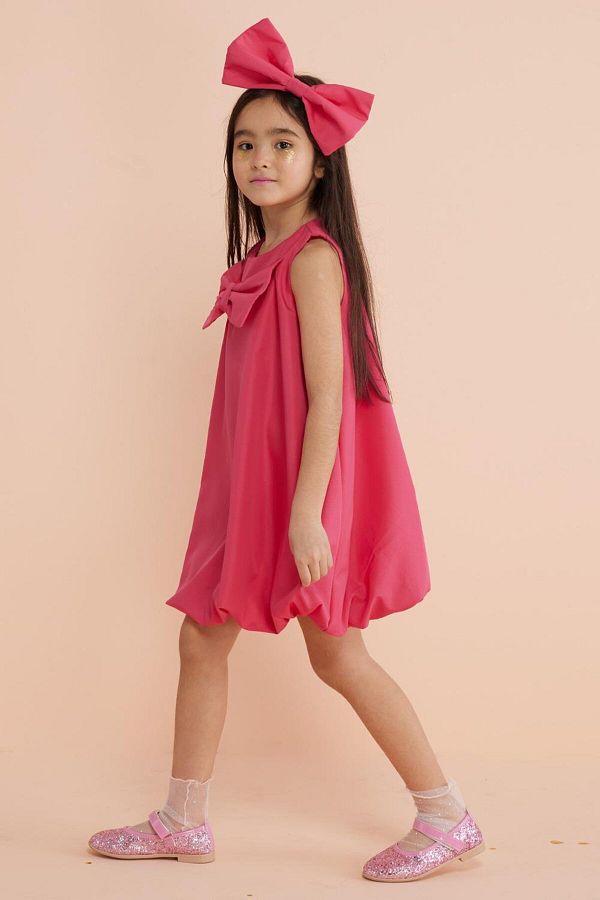Le Mabelle-Fuchsia Bow Detailed Girl's Balloon Dress - Lolita 1
