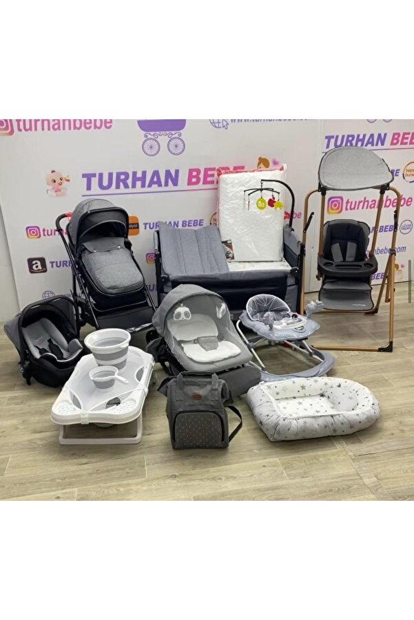 TURHAN BEBE Yeni Doğan SAFARİ Lüx Bebek Çeyiz Seti 16 (PARÇA) SALINCAK BEBEK ARABASI PUSET ANA KUCAĞI...
