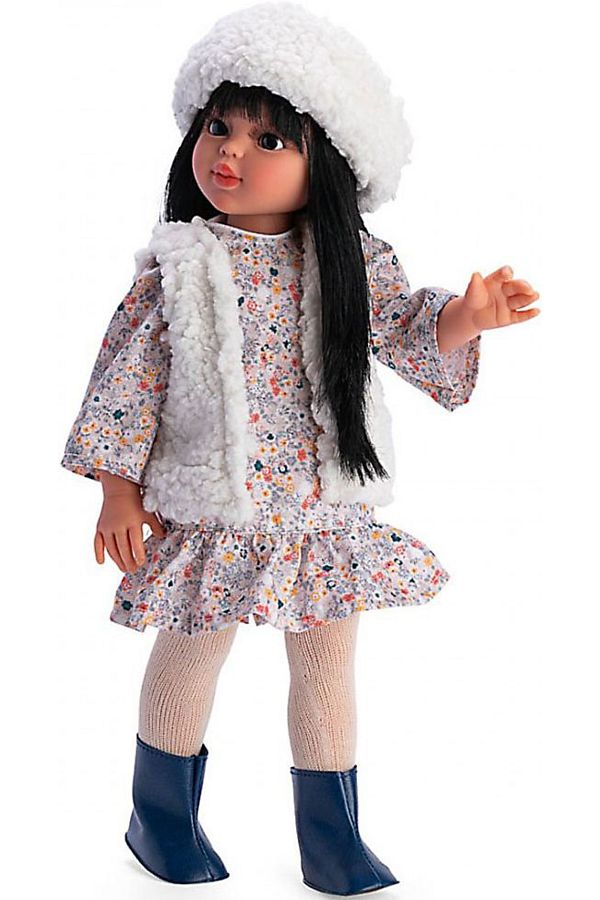 Asivil S.L.-Papusa Sabrina Bruneta cu Vesta si Caciulita Alba, 40cm 1