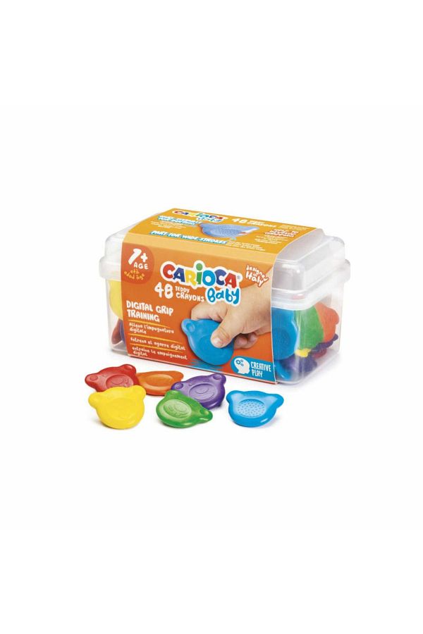CARIOCA-Set 48 creioane cerate si colorate pentru bebe,Carioca Baby Teddy, 1an +, Ursuleti 1