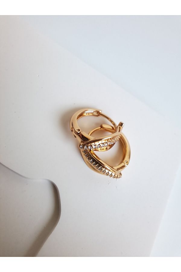 BHR AKSESUAR-Gold Zircon Stone Earrings 1