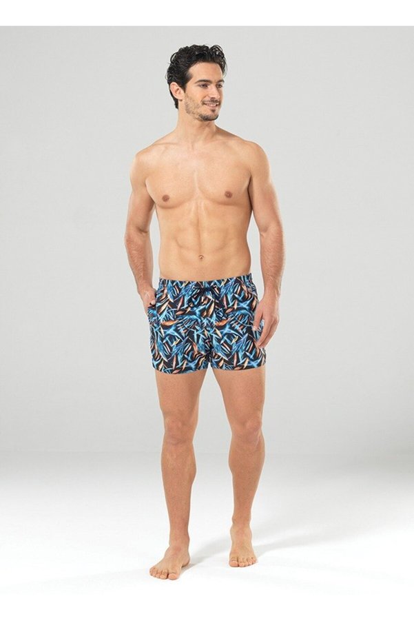 Blackspade Men's Shorts - Black Leaf Printed 8806 Model