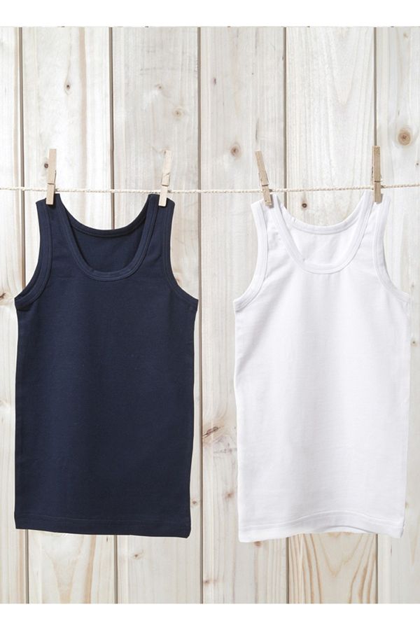 Blackspade-Boy's Undershirt 2 Pack 9396 - White Navy Blue 1