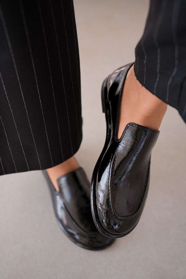 selinshoes-Loafer de damă Cobie din piele naturală - Piele lacuită neagră 1