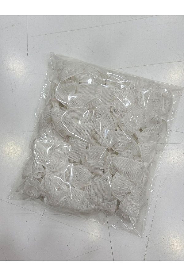 LAYLAEVENTS-Linen Ribbon Ready Bow -20 Pieces-White 1