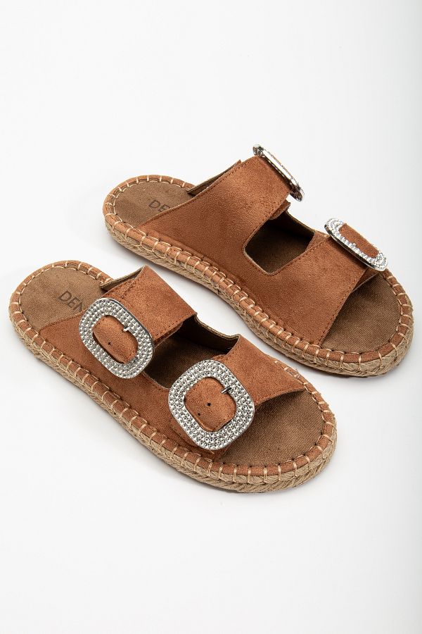 DENORA-Maro maro mat piele intoarsa talpa groasa banda de piatra espadrille talpa paie papuci pantofi 1