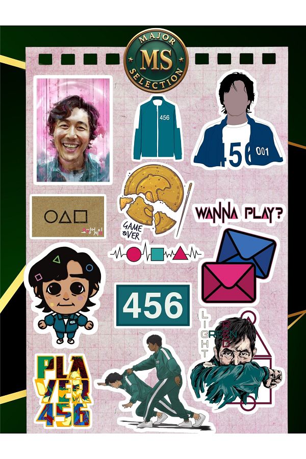 Major Selection-Squid Game Sticker Set - Seong Gi-Hun 456 Players Stickers for MacBook and Notebook 1