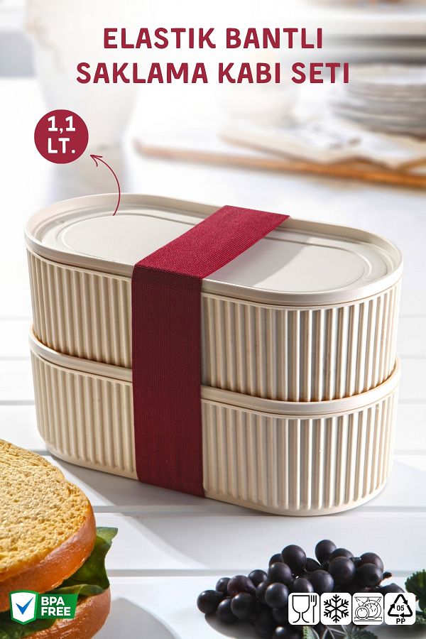 Nandy Home-1.1 Liters 2Pcs Storage Set with Elastic Band 1