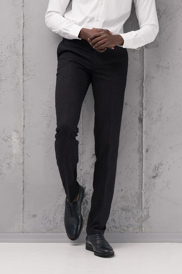 Ecer-Regular Fit Straight Thick Winter Gabardine Trousers with Side Pockets 1