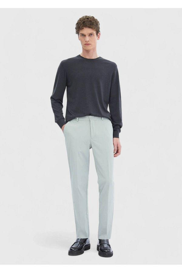 Ramsey-Μπεζ ίσιο πλεκτό παντελόνι Jogging Fit Casual 1