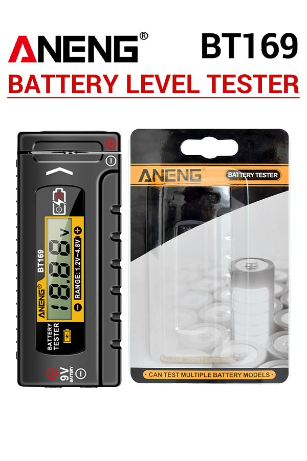 ANENG-BT169 ANENG BT169 Universal Battery Tester LCD Battery Indicator Gauge Checker 9V 1.5V Button Cell T 1