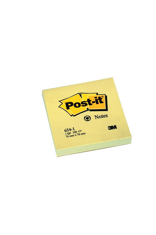 Post-it-® Notes 654-1, Canary Yellow, 3 in x 3 in x (76 mm x 76 mm) , 100
sheets, 100% PEFC 1